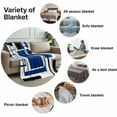 thumbnail image 6 of Flannel Fleece Throw Blanket Abstract Geometric Navy Blue Color Block Lightweight Soft Plush Blankets,Gray Stripe Modern Art Cozy Warm Throw Blanket for Couch Sofa Bed Car Office 40x50in, 6 of 9