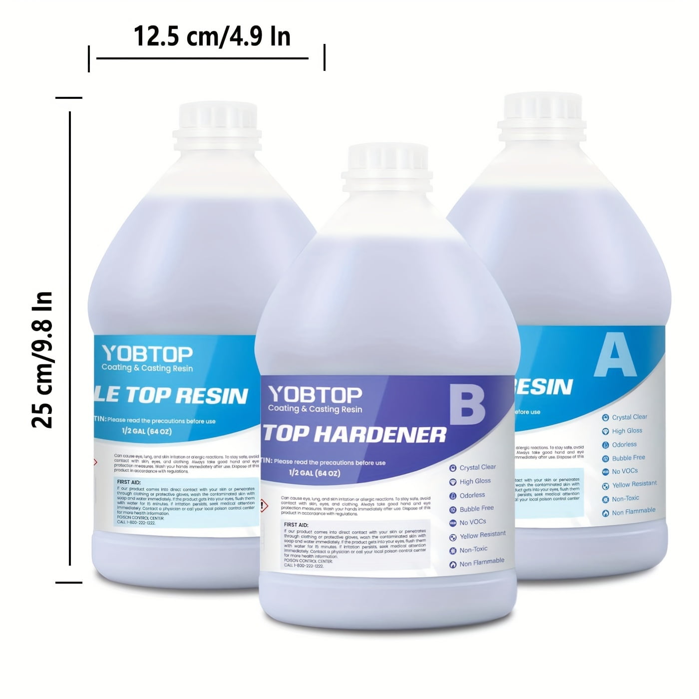 YOBTOP 1.5 Gallon Deep Pour Epoxy Resin Kit, 2"-4" Deep Pour Epoxy with Crystal Clear Bubble Free Self Leveling 2:1 Clear Epoxy Resin for DIY River Tables Wood Filler Flower Preservation Food Grade
