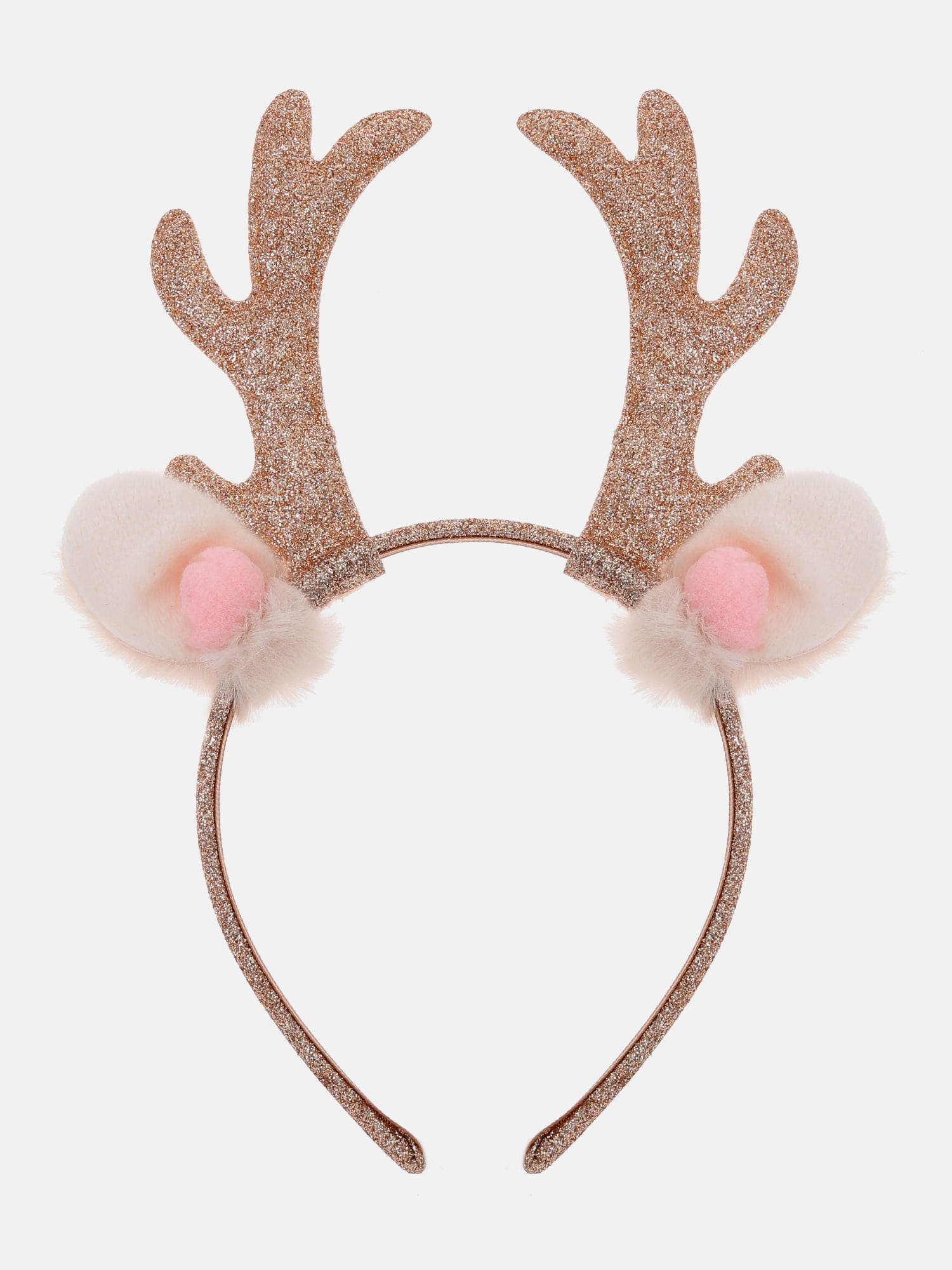 Way to Celebrate Women's Light Pink Glittery Reindeer Antler Headband, 1 Piece, One Size Fits Most