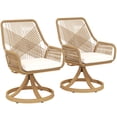 thumbnail image 3 of Outsunny Outdoor Patio Swivel Chairs Set of 2, Rattan Patio Dining Chairs with Soft Cushions and Metal Frame for Backyard, Lawn, Porch, Garden, Khaki, 3 of 10