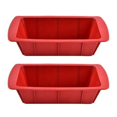 

Joyfeel 2Pcs Non-stick Surface Mini Loaf Pan Food Grade Silicone Bread Loaf Pan Stackable Baking Bread Toast Mold