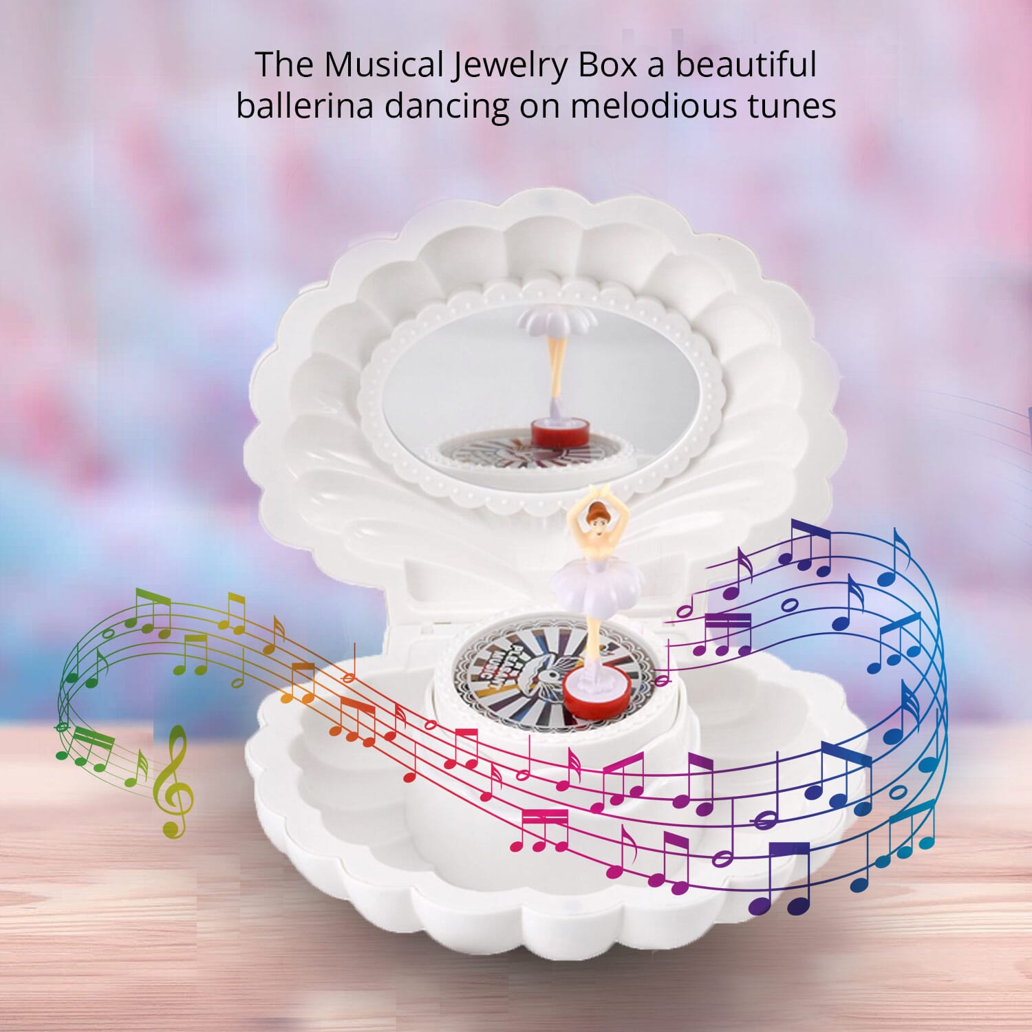 Shop LC Musical Trinket Box Keepsake Memory Organizer White Shell Shaped  Magnetic Ballerina Storage Case