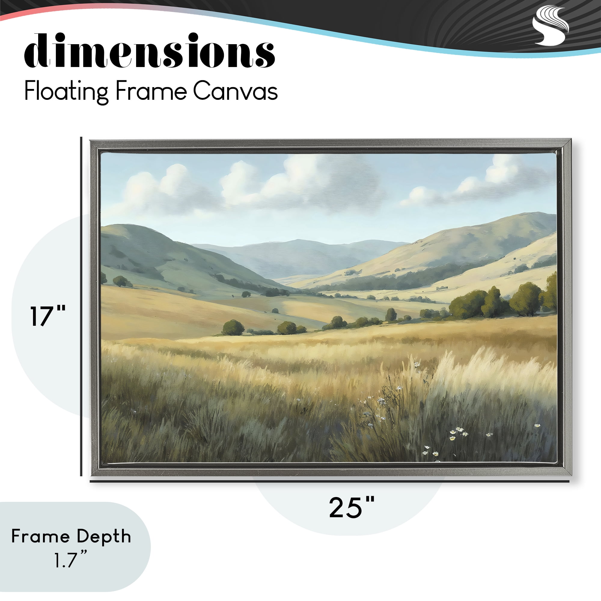 Stupell Industries Rolling Hills at Golden Hour Gray Framed Floater Canvas Wall Art, design by Creative Studio