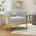 thumbnail image 5 of Andeworld Upholstered Velvet Accent Chair Modern Wide Arm Chair for Living Room Bedroom Armchair Barrel Chair Leisure Chair Grey with Gold Legs, 5 of 7