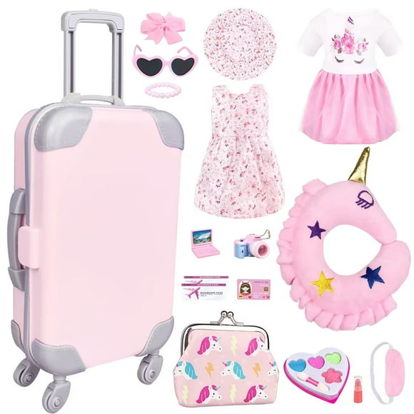 Set de accesorios para muñecas BNUZEIYI de 18 pulgadas con funda de viaje, 17 piezas