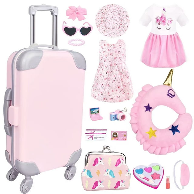Set de accesorios para muñecas BNUZEIYI de 18 pulgadas con funda de viaje, 17 piezas