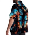 thumbnail image 3 of Flower Butterfly Men's Short Sleeve Poplin Shirt with Spread Collar Tops, Casual Printed Button Down, Summer Beach Shirt for Men - Unisex, Stylish Men's Shirts, 3 of 6