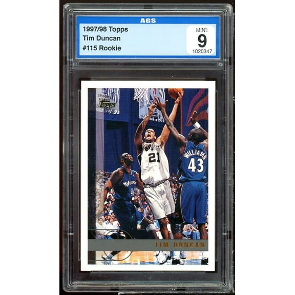 Tim Duncan Rookie Card 1997-98 Topps #115 AGS 9 MINT