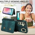 thumbnail image 3 of Phone Case for Samsung Galaxy A24 4G/5G Wallet Cover with Tempered Glass Screen Protector and Ring Stand Credit Card Holder Slot Leather Cell A 24 24A LTE Women Girls Green, 3 of 14