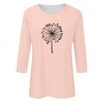 thumbnail image 3 of BangWanChi 3/4 Length Sleeve Womens Tops Women's Fashion Tees Casual Crewneck 3/4 Sleeve Loose T Shirt Ladies Tops Blouses Shirts, 3 of 3