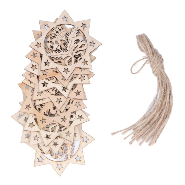 Adornos colgantes de madera huecos DIY árbol de Navidad colgantes decorativos accesorios de decoración del hogar JM00207