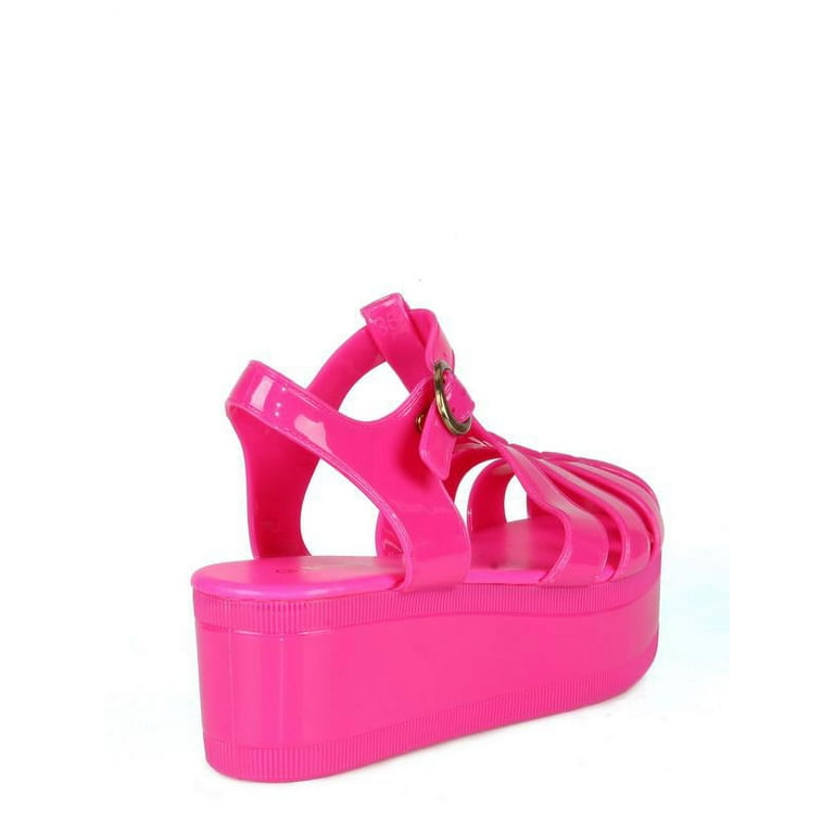 Nature Breeze caged Jelly Platform Women s Sandals in Fuchsia Walmart