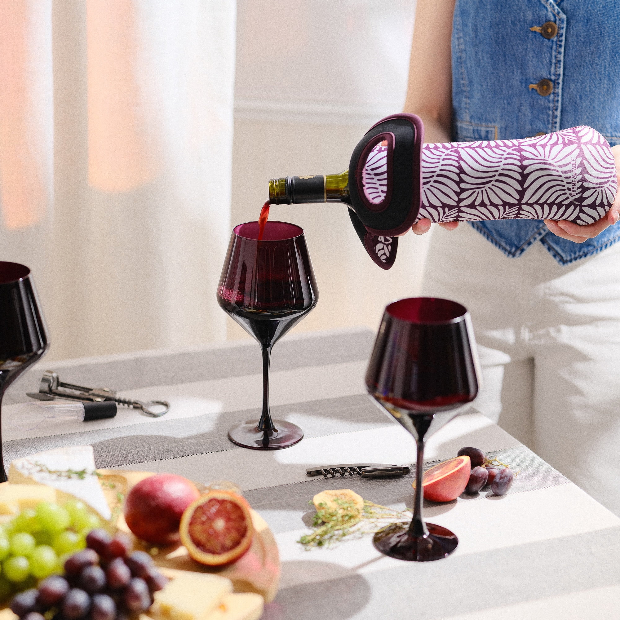 Thyme & Table 4-Pack Angled Wine Glass Set, Purple