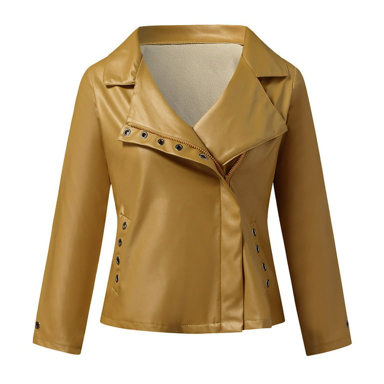 LAWOR Plus Size Coats Winter Clearance Women Plus Size Jacket Coat Lady  Faux Leather Jacket Lady Long Sleeve Short Coat Fall Savings Z 