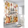 thumbnail image 3 of Fall Shower Curtain Orange Pumpkin Shower Curtains for Bathroom Thanksgiving Decor, Waterproof Polyester Shower Curtain Set with Hooks, Stall Long 36" x 72" Maple Leaves Hello Autumn Beige, 3 of 6