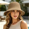 thumbnail image 2 of SGMVNU Sun Hat for Women Summer Straw Beach Hats Floppy Crochet Hat Travel Bucket Hat Foldable Packable, One Size, Khaki, 2 of 7