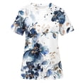 thumbnail image 5 of ICHUANYI Clearance Women Printing Round-Neck Lace Hollow Out Short Sleeve Pullover Slimming Blouse T-shirt Tops(Navy, XL) ICHUANYI WER2023081015963, 5 of 5