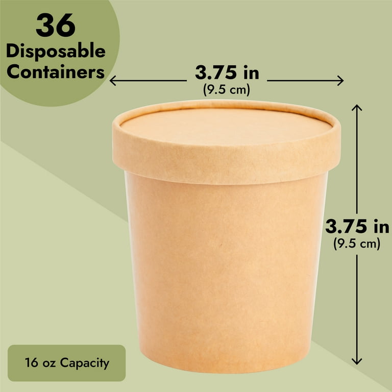 36-Pack Kraft Disposable Soup Containers with Lids, 16 oz To Go