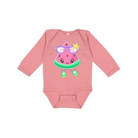 

Inktastic Cute Watermelon with Sunglasses Gift Baby Boy or Baby Girl Long Sleeve Bodysuit