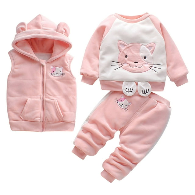WEIYLL Ensembles de Tenues pour Garçons Imprimé Bébé Chandails en Molleton à Manches Longues Veste à Capuche Taille Élastique Costumes Roses 4-5 Ans