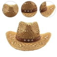 thumbnail image 2 of Aellinatey Braided Straw Hat Cowboy Hat Beach Panama Hat for Wedding Party Wear, 2 of 12