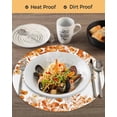 thumbnail image 3 of 15 Inch Round Placemats Set of 4, Orange Eucalyptus Leaves Non Slip Heat Insulation PP Table Mats, Spring Summer Botanical Washable Place Mats for Kitchen Dining Party Table Decor, 3 of 7