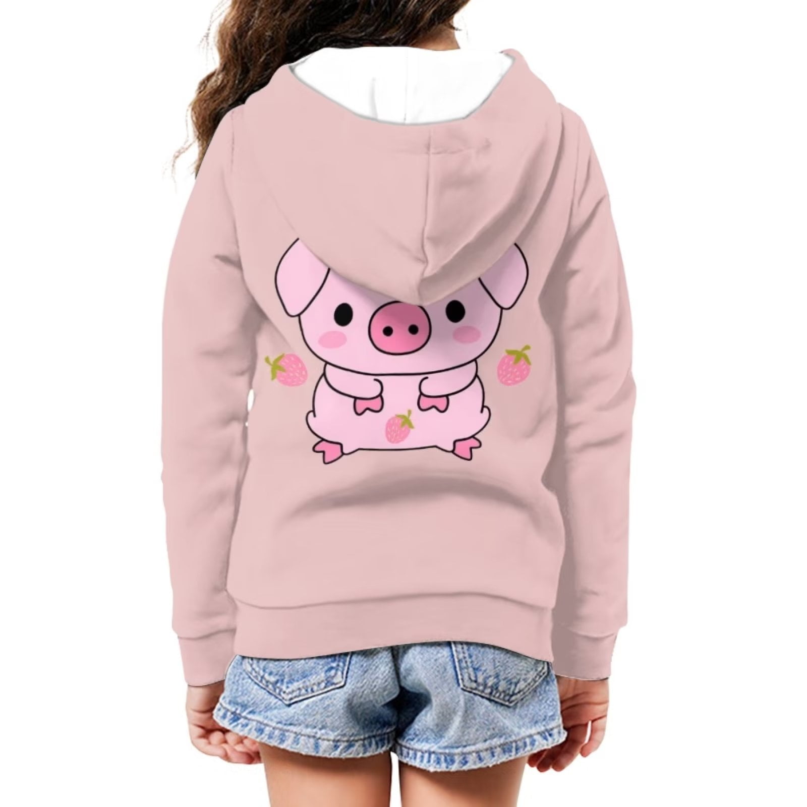 Retro Pink Gingham Boobs Drawing Kids Zip Hoodie by Dagitab