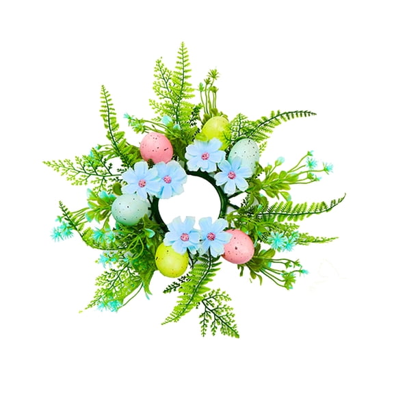 Mecorevxz Easter Eggs Candle Rings Wreaths Spring Egg and Berry Candle Rings Artificial Easter Candle Holder Mini Wreaths 11.8" for Easter Decorations(C)