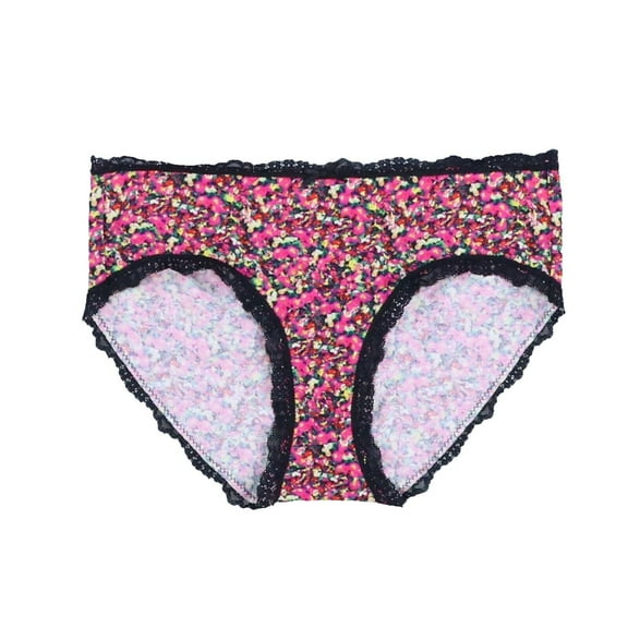 Alfani Womens Panty Underwear Cotton Hipster Lace Trim Floral Black S New Nwt