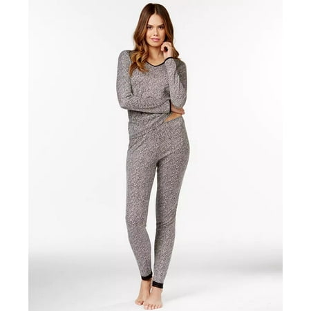Cuddl Duds W omen's Softwear Lace Edge Cheeta Print Thermal Base Layer Legging