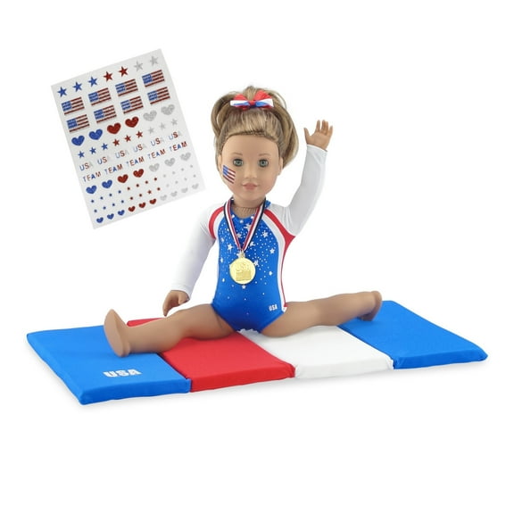 Emily Rose 5-Piece USA-Inspired Gymnastics Doll Clothes Compatible with American Girl and Similar Dolls | Doll Not Included