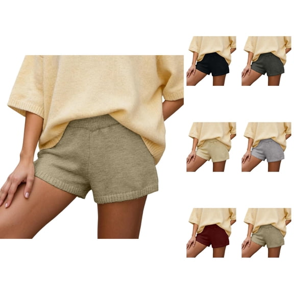 Micro Shorts for Women 2026 Summer Elastic High Waist Knitted Wide Leg Casual Shorts Loungewear