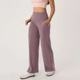 thumbnail image 7 of Women's High Waisted Wide Leg Yoga Pants Stretch Lounge Sweatpants Soft Casual Dress Pants with Pockets Watermelon Red, 7 of 7