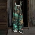 thumbnail image 2 of Women's Vintage Cotton Linen Overalls with Christmas Print - Casual Loose Jumpsuit with Shoulder Straps & Pockets, Army Green, Size L, 2 of 5