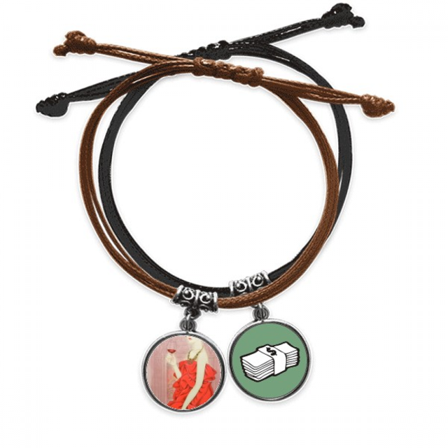 Vestido rojo belleza la pintura China Pulsera Cuerda Mano Cadena Cuero Dinero Pulsera Unbranded M