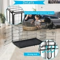 thumbnail image 2 of 30 inch Dog Crate for Medium Small Dogs Folding Portable Metal Dog Cage Kennel Double Door Pet Crate with Divider and Tray, Black, 2 of 7