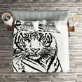 thumbnail image 2 of Ambesonne Savannah Quilted Coverlet 3 Pcs, Sketch of Tiger African, King Size, White Black, 2 of 2