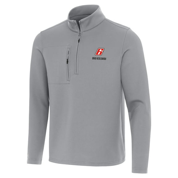 Men's Antigua Gray Brad Keselowski Insider Quarter-Zip Top