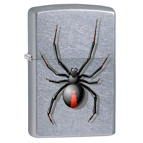Zippo Lighter - Personalized Custom Message Engraved on Backside for Black Widow Spider Street Chrome #Z5059