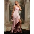 thumbnail image 3 of Vestido formal Tsukko Atractivo con volantes asimétricos y lentejuelas rosa, 3 of 5