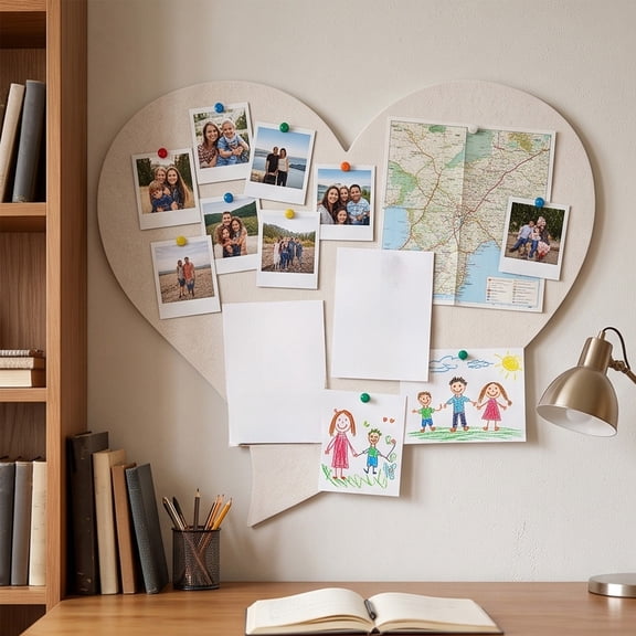 Heart-Shaped Cork Board, Pin Board for Walls, Approx. 20 x 24 inch Bulletin Board for Office, Home, School, Valentine's Decor