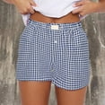 thumbnail image 4 of CALAFEBILA Cotton Bermuda Shorts for Women Plus Size Plaid Elastic Waist Casual Womens Shorts Plus Size with Pockets, 4 of 5