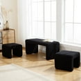 thumbnail image 4 of Dayalane Boucle Ottoman Bench Set of 3, Nesting Upholstered Vanity Bench with 2 Small Footrest Stools for Bedroom, Living Room, Entryway, Hallway,Black, 4 of 9