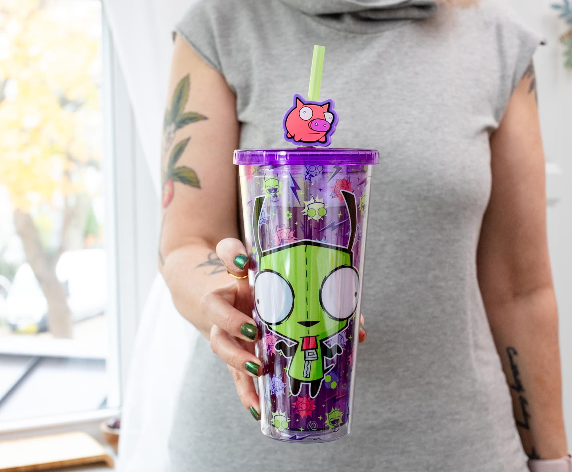 Invader Zim GIR Plastic Carnival Cup With Lid and Straw Topper