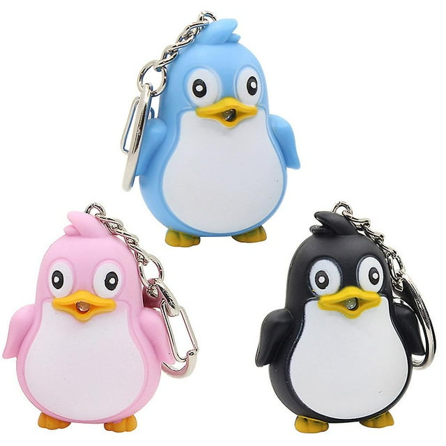 3 piezas de colgantes creativos de pingüino que brillan intensamente y hacen sonidos
