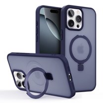 for iPhone 14 Pro Case with Magnetic Ring Stand, [Compatible Mag-Safe] [Military Grade Protection] Luxury Translucent Matte Anti-Scrach for iPhone 14 Pro Phone Case for Women Men, Darkblue