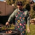 thumbnail image 4 of Pioneer Flower Floral Print Pattern Cotton Linen Apron with Pockets, Waterproof Adjustable, 33x27 Inch for Kitchen, Gardening, BBQ, Salon, 4 of 6