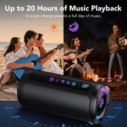 Portable Bluetooth Speaker with Battery Level Display, Powerful Sound Wireless Speaker: Deep Bass, BT 5.4, 20H Playtime, 7 RGB Modes, IPX7 Waterproof, TWS Pairing, Beach/Vacation Essentials(Black)