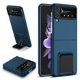 thumbnail image 1 of SaniMore for Samsung Galaxy Z Flip 3 6.7 inch Slim Case, Military Grade Shockproof Hard PC Cover Built-in Invisible Folding Bracket Kickstand Thickened Lens Frame for Samsung Z Flip 3, Blue, 1 of 10
