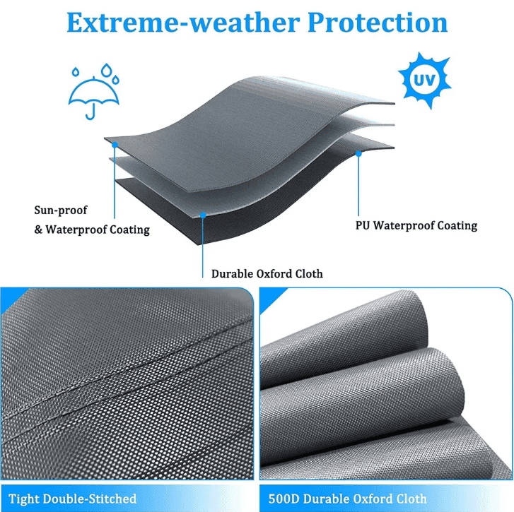 STARTWO Heavy Duty Waterproof 4-Piece Patio Furniture Covers, Windproof Outdoor Chair & Sofa Protector with Buckle Straps for Rattan Sets, Grey